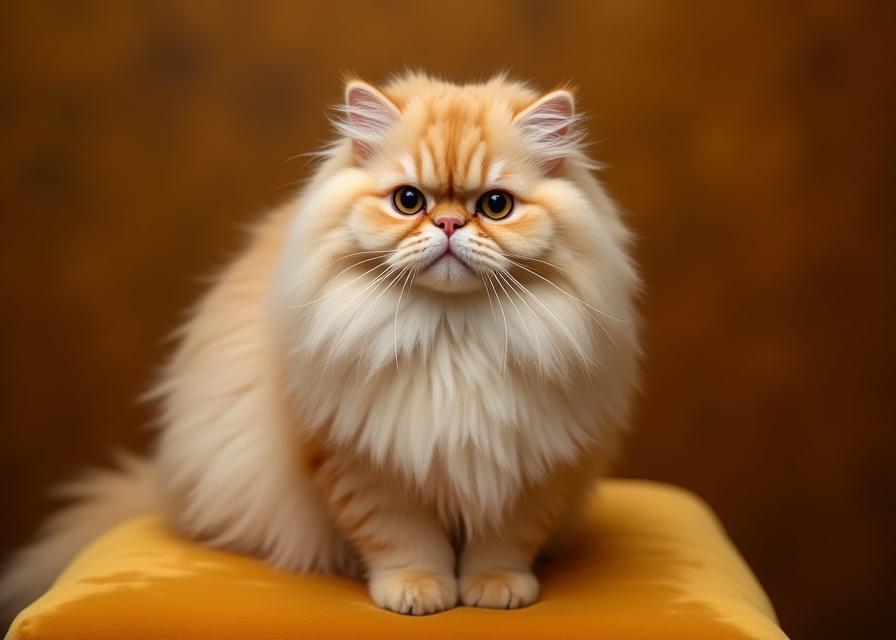 A fluffy Persian cat with a professional lion cut grooming