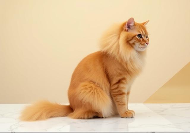 A majestic cat with a precision lion cut grooming